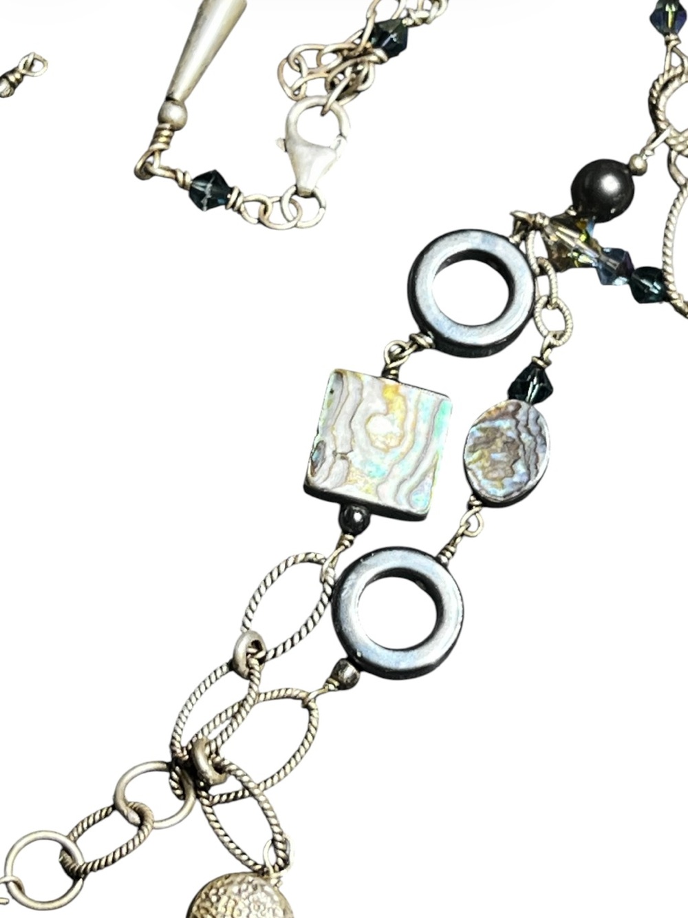 Silpada Sterling Silver Abalone Mother of Pearl Onyx Hematite Pearl Necklace - Picture 16 of 16